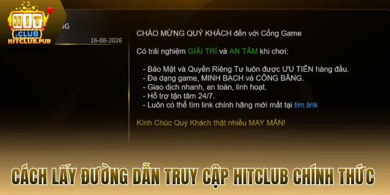 Cách lấy đường dẫn truy cập Hitclub chính thức
