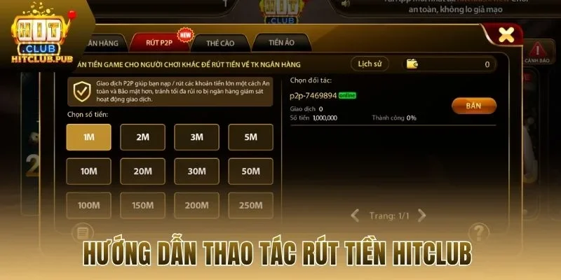Hướng dẫn thao tác rút tiền Hitclub 