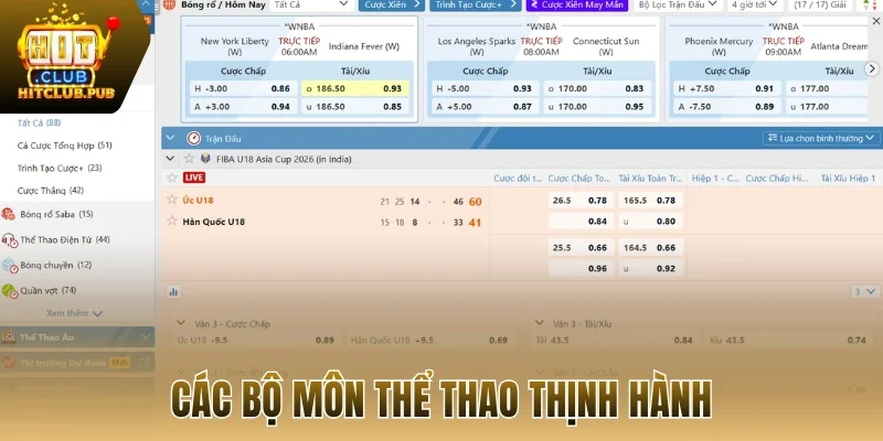 Các bộ môn thể thao thịnh hành
