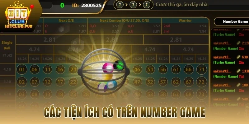 Các tiện ích có trên number game
