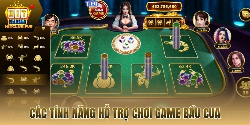 Các tính năng hỗ trợ chơi game bầu cua