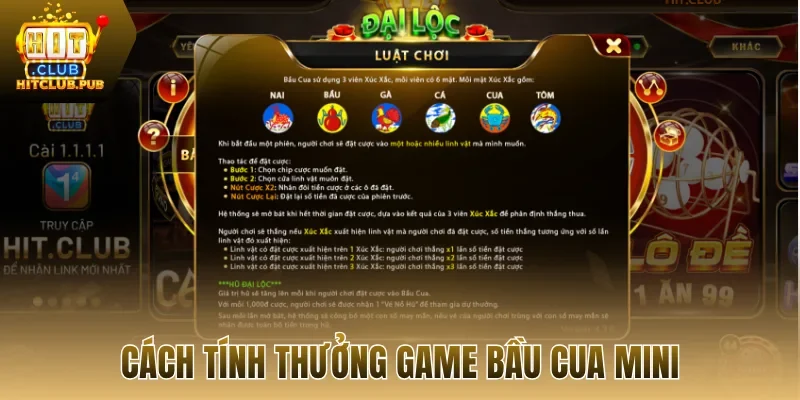 Cách tính thưởng game bầu cua mini