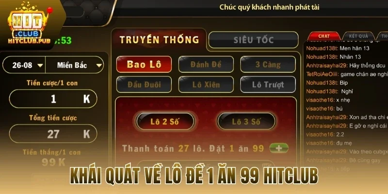 Khái quát về lô đề 1 ăn 99 Hitclub