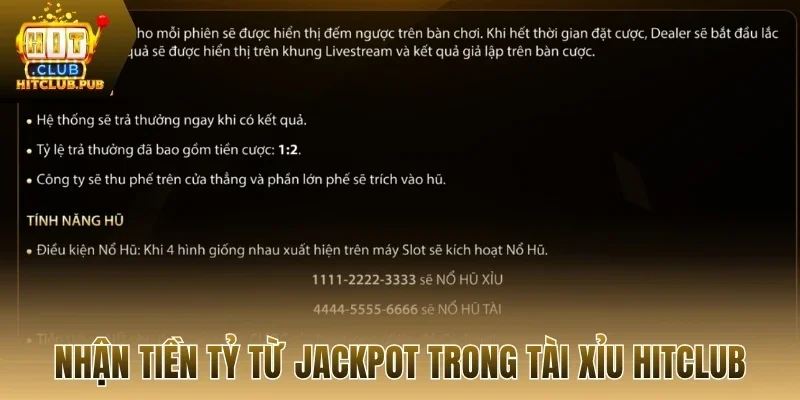 Nhận tiền tỷ từ Jackpot trong tài xỉu Hitclub