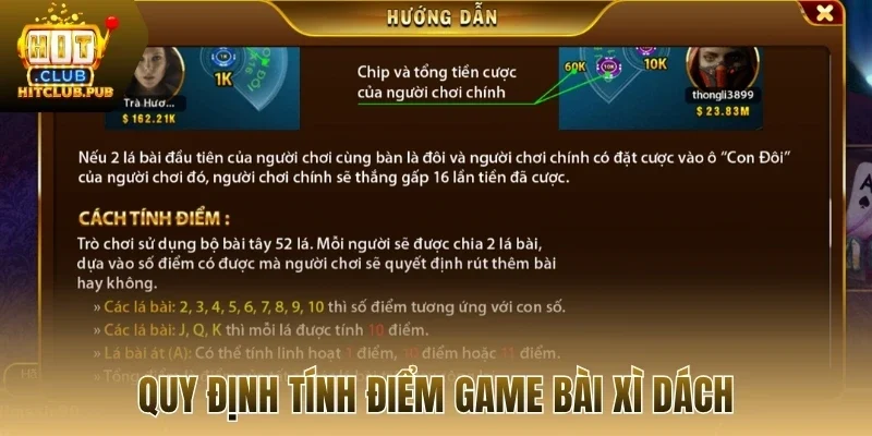 Quy định tính điểm game bài xì dách