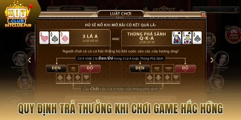 Quy định trả thưởng khi chơi game hắc hồng