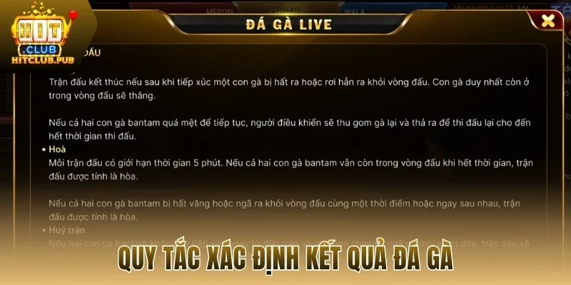 Quy tắc xác định kết quả đá gà