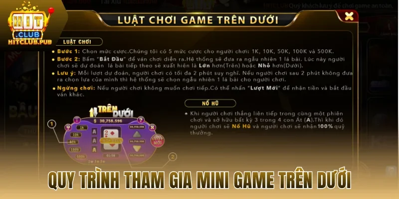 Quy trình tham gia mini game trên dưới