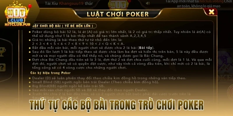 Thứ tự các bộ bài trong trò chơi poker