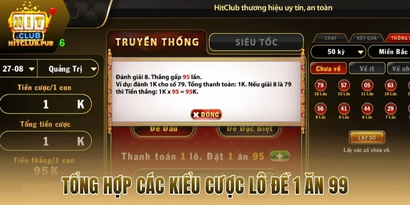Tổng hợp các kiểu cược lô đề 1 ăn 99